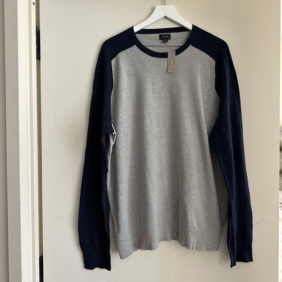 J. Crew Cotton Cashmere Pique Crewneck Baseball Sweater NWT - Picture 3 of 5